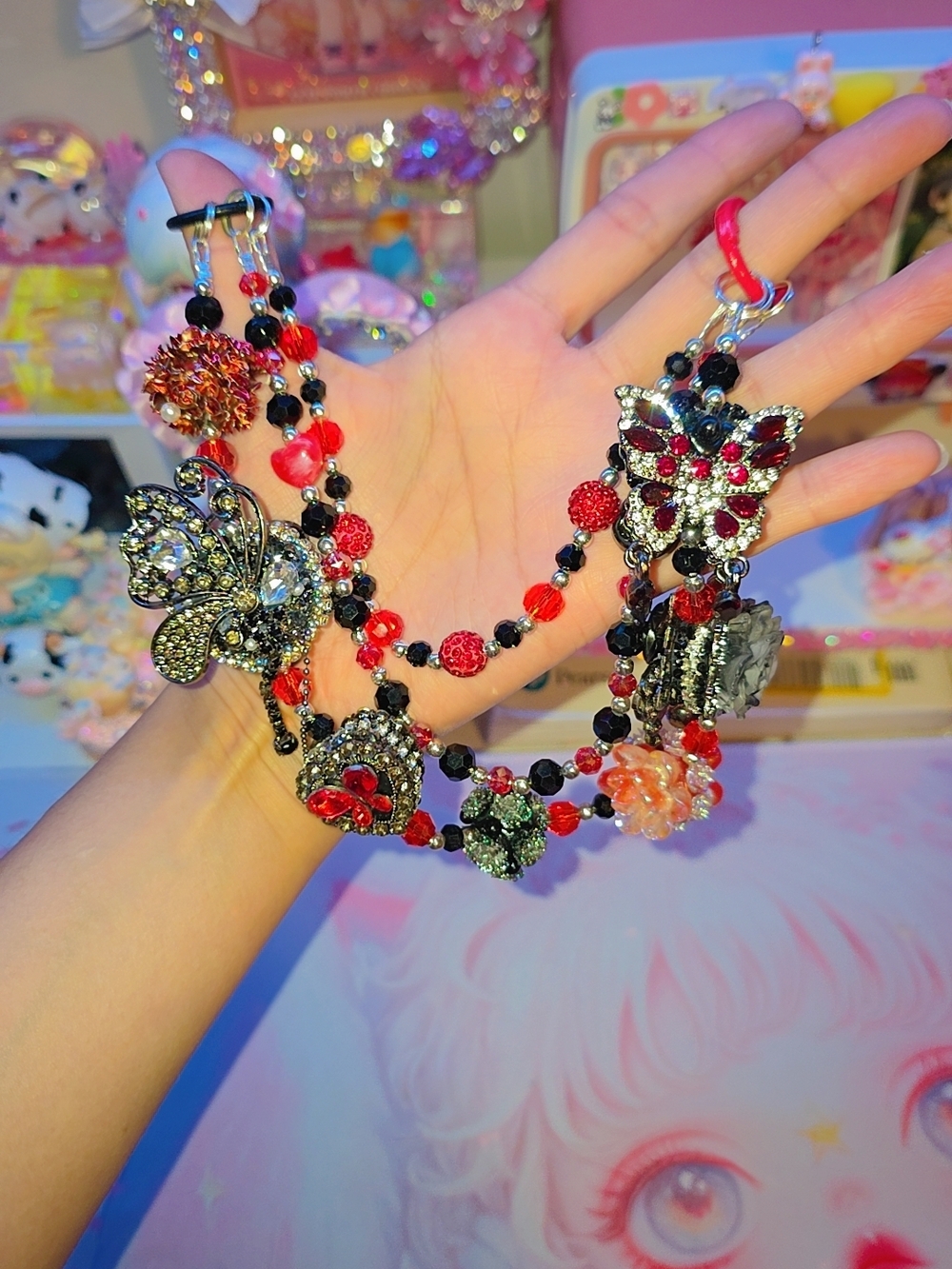 Statement Red & Black Bag Chain